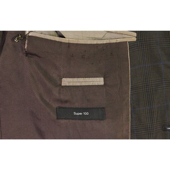 Hugo Boss The James4 Brown Black Blue Plaid Windowpane Wool Sportcoat Blazer 40R - Picture 9 of 11